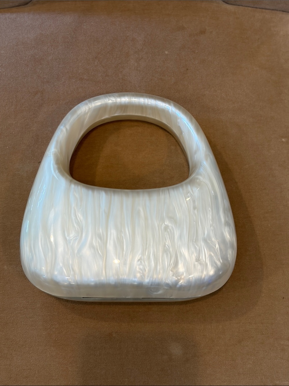 Pearlescent White acrylic Top-Handle Clutch Bag
